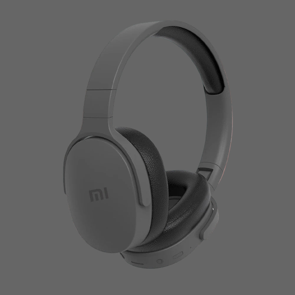 Black headphones with a brand logo on a red background