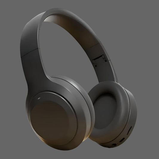 Black over-ear headphones on a white background