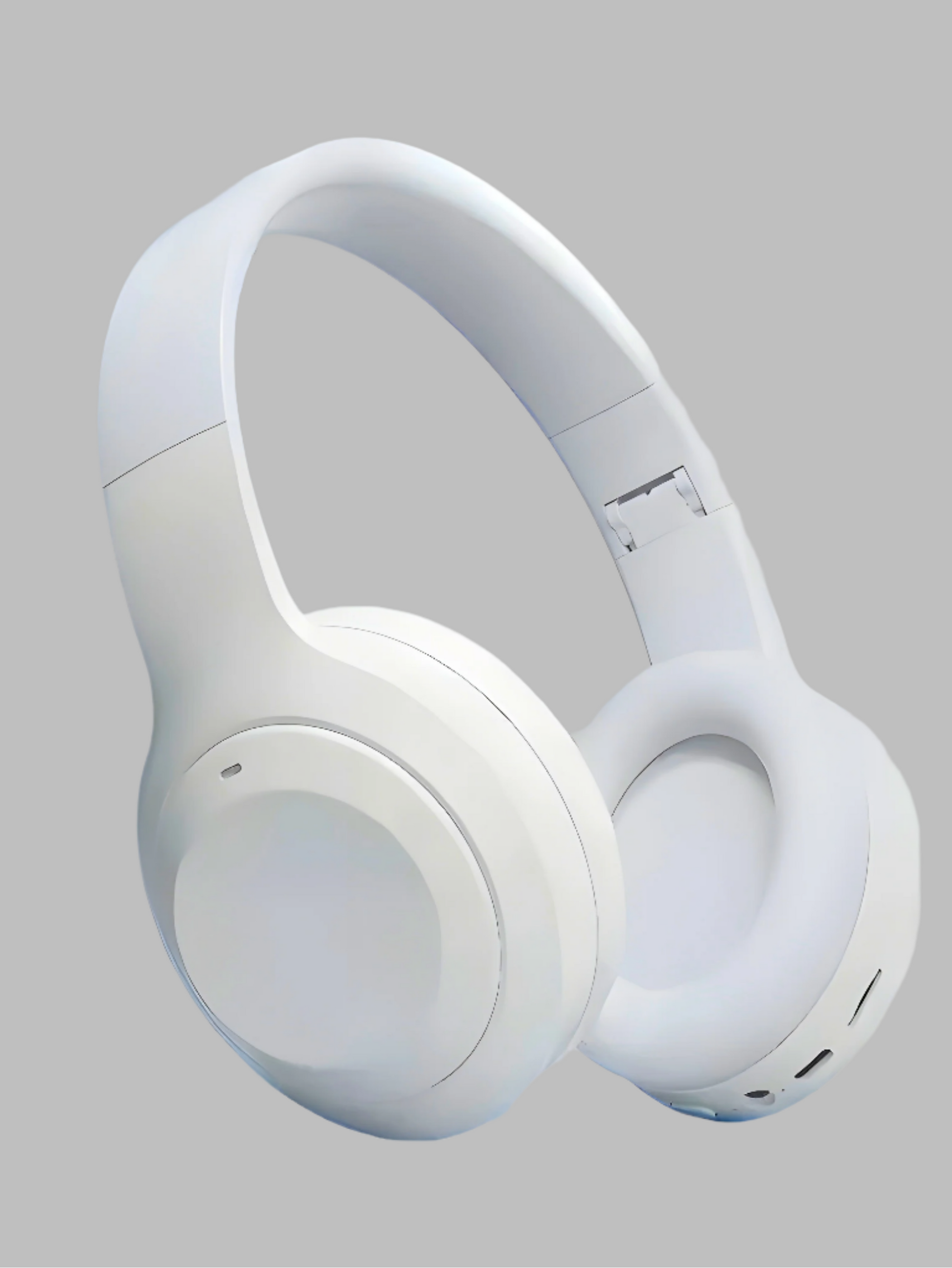 White headphones on a gray background